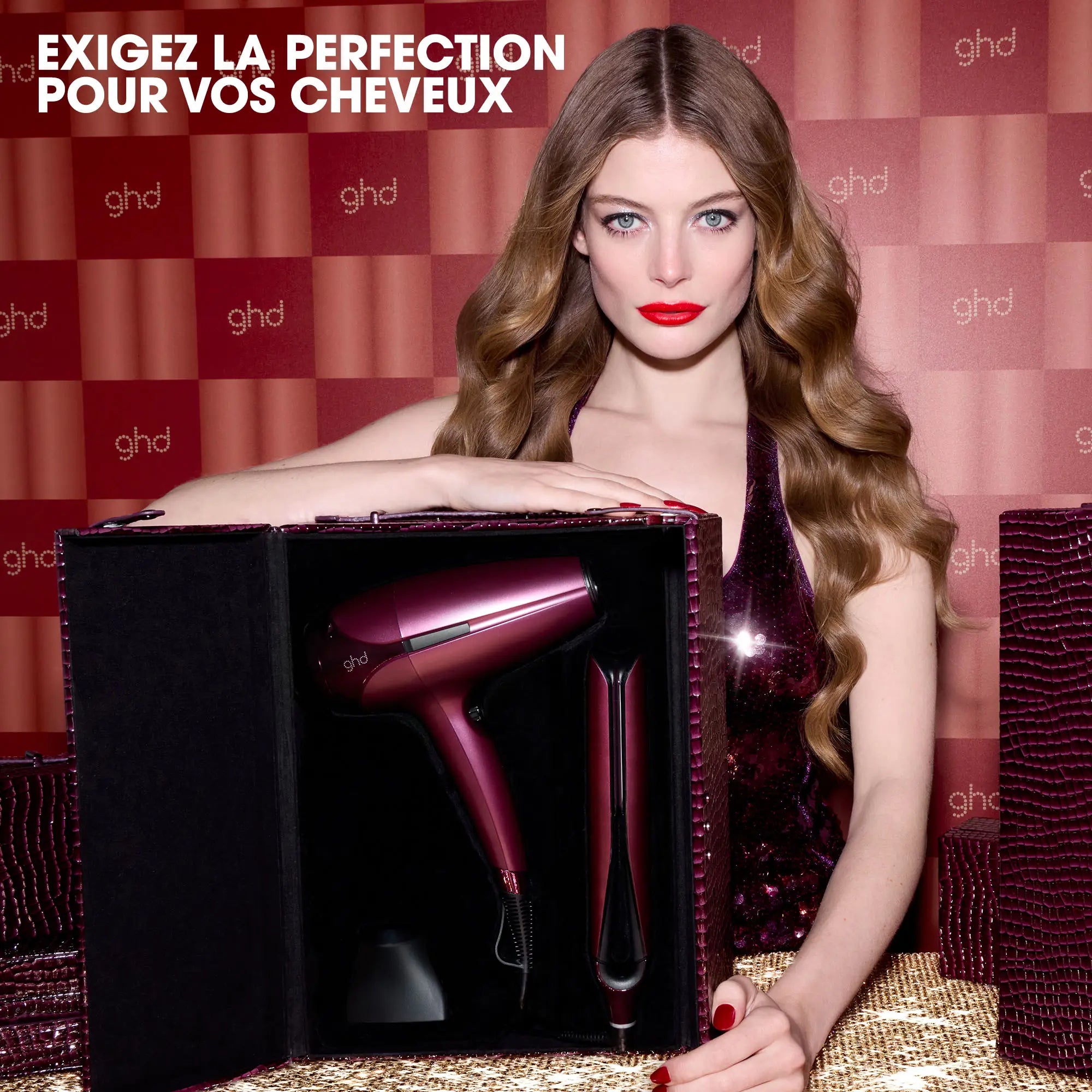 Coffret Deluxe Lisseur &amp; Sèche-cheveux GHD Bordeaux